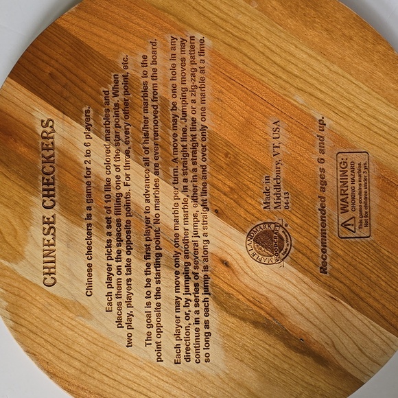 Wooden Chinese Checkers Game Board Vermont Made Maple Landmark Woodcraft Company - Picture 6 of 12